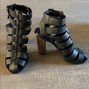 Vince black caged booties